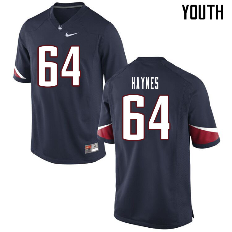 Youth #64 Christian Haynes Uconn Huskies College Football Jerseys Sale-Navy